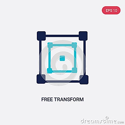 Two color free transform vector icon from edit tools concept. isolated blue free transform vector sign symbol can be use for web, Vector Illustration