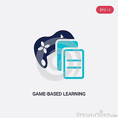 Two color game-based learning vector icon from e-learning and education concept. isolated blue game-based learning vector sign Vector Illustration