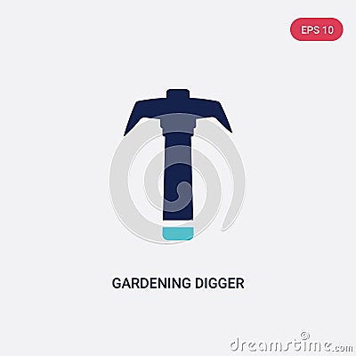 Two color gardening digger vector icon from tools concept. isolated blue gardening digger vector sign symbol can be use for web, Vector Illustration