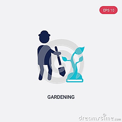 Two color gardening vector icon from free time concept. isolated blue gardening vector sign symbol can be use for web, mobile and Vector Illustration
