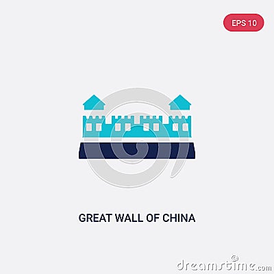 Two color great wall of china vector icon from asian concept. isolated blue great wall of china vector sign symbol can be use for Vector Illustration