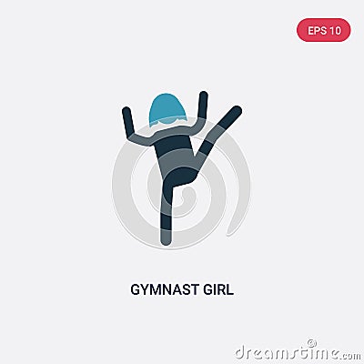 Two color gymnast girl vector icon from people concept. isolated blue gymnast girl vector sign symbol can be use for web, mobile Vector Illustration