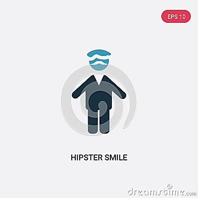 Two color hipster smile vector icon from people concept. isolated blue hipster smile vector sign symbol can be use for web, mobile Vector Illustration