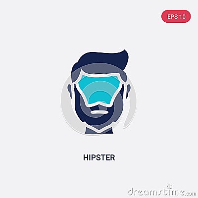 Two color hipster vector icon from blogger and influencer concept. isolated blue hipster vector sign symbol can be use for web, Vector Illustration