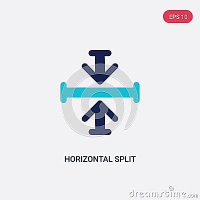 Two color horizontal split vector icon from arrows concept. isolated blue horizontal split vector sign symbol can be use for web, Vector Illustration