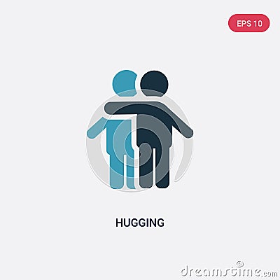 Two color hugging vector icon from people concept. isolated blue hugging vector sign symbol can be use for web, mobile and logo. Vector Illustration