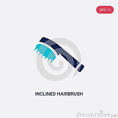 Two color inclined hairbrush vector icon from beauty concept. isolated blue inclined hairbrush vector sign symbol can be use for Vector Illustration