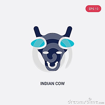 Two color indian cow vector icon from india concept. isolated blue indian cow vector sign symbol can be use for web, mobile and Vector Illustration
