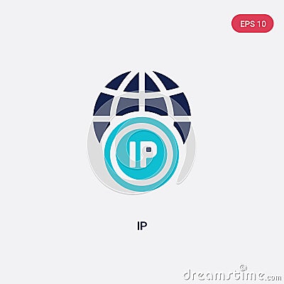 Two color ip vector icon from big data concept. isolated blue ip vector sign symbol can be use for web, mobile and logo. eps 10 Vector Illustration