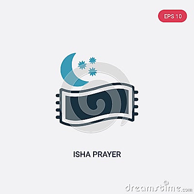 Two color isha prayer vector icon from signs concept. isolated blue isha prayer vector sign symbol can be use for web, mobile and Vector Illustration