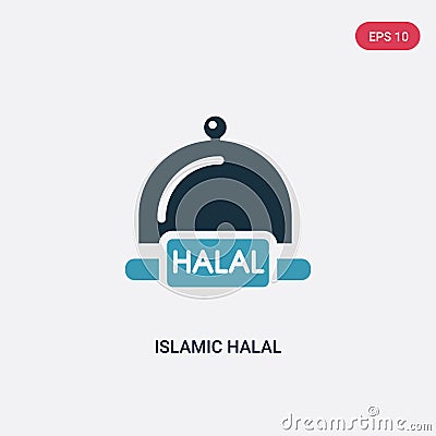 Two color islamic halal vector icon from religion-2 concept. isolated blue islamic halal vector sign symbol can be use for web, Vector Illustration