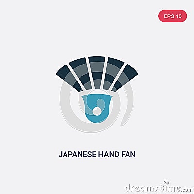 Two color japanese hand fan vector icon from signs concept. isolated blue japanese hand fan vector sign symbol can be use for web Vector Illustration