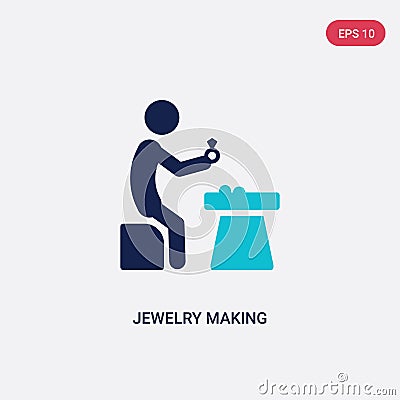 two color jewelry making vector icon from activity and hobbies concept. isolated blue jewelry making vector sign symbol can be use Vector Illustration