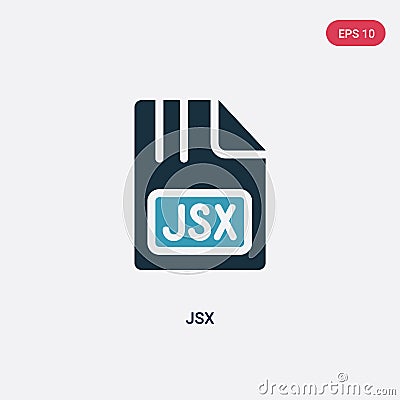 Two color jsx vector icon from programming concept. isolated blue jsx vector sign symbol can be use for web, mobile and logo. eps Vector Illustration