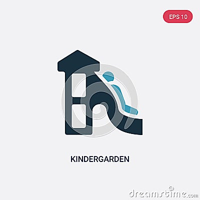 Two color kindergarden vector icon from kid and baby concept. isolated blue kindergarden vector sign symbol can be use for web, Vector Illustration