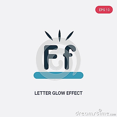 Two color letter glow effect vector icon from shapes concept. isolated blue letter glow effect vector sign symbol can be use for Vector Illustration