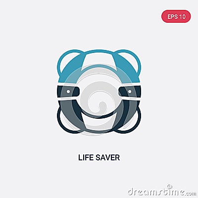 Two color life saver vector icon from security concept. isolated blue life saver vector sign symbol can be use for web, mobile and Vector Illustration