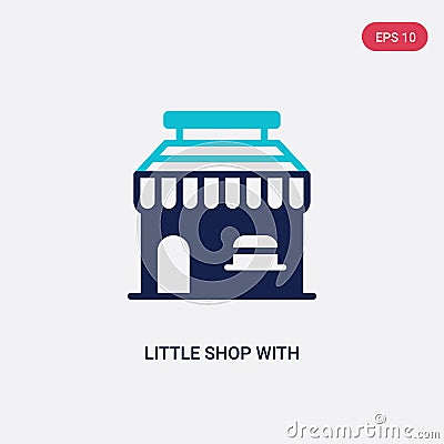 Two color little shop with awning vector icon from business concept. isolated blue little shop with awning vector sign symbol can Vector Illustration