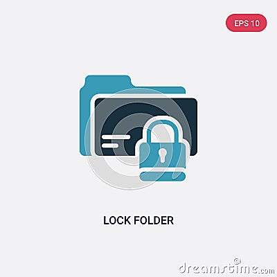Two color lock folder vector icon from security concept. isolated blue lock folder vector sign symbol can be use for web, mobile Vector Illustration