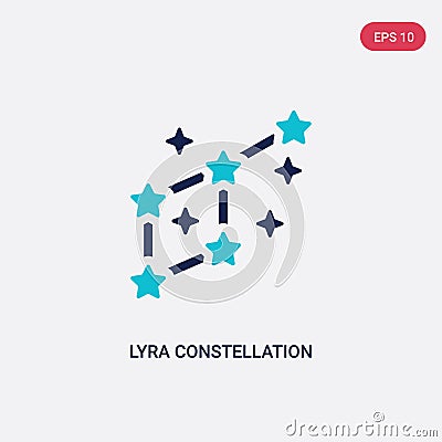 Two color lyra constellation vector icon from astronomy concept. isolated blue lyra constellation vector sign symbol can be use Vector Illustration