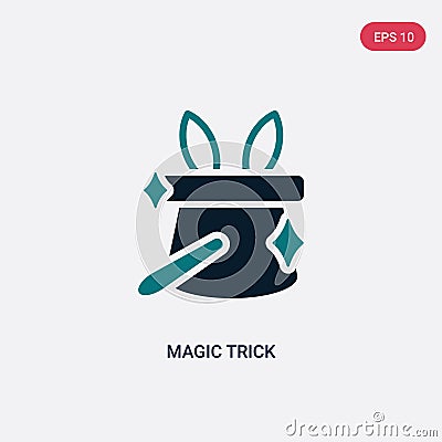 Two color magic trick vector icon from magic concept. isolated blue magic trick vector sign symbol can be use for web, mobile and Vector Illustration