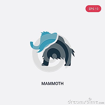 Two color mammoth vector icon from stone age concept. isolated blue mammoth vector sign symbol can be use for web, mobile and logo Vector Illustration