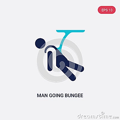 Two color man going bungee jumping vector icon from behavior concept. isolated blue man going bungee jumping vector sign symbol Vector Illustration