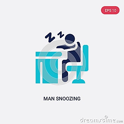 Two color man snoozing vector icon from behavior concept. isolated blue man snoozing vector sign symbol can be use for web, mobile Vector Illustration