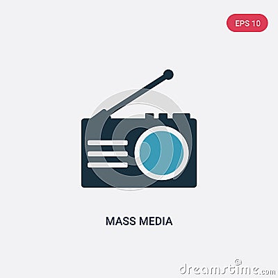 Two color mass media vector icon from social media marketing concept. isolated blue mass media vector sign symbol can be use for Vector Illustration