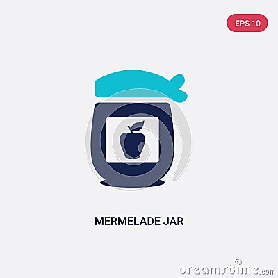 Two color mermelade jar vector icon from bistro and restaurant concept. isolated blue mermelade jar vector sign symbol can be use Vector Illustration