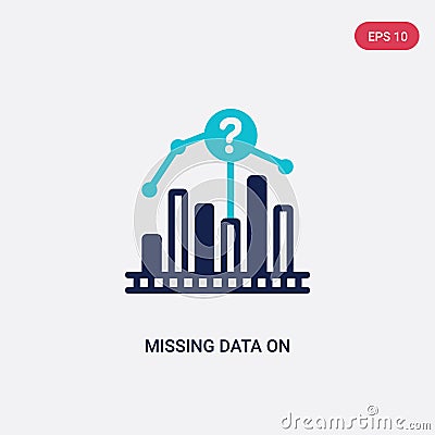 Two color missing data on analytics line graphic vector icon from business concept. isolated blue missing data on analytics line Vector Illustration