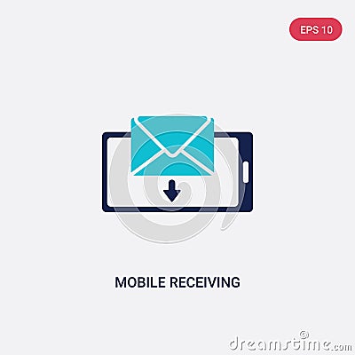 Two color mobile receiving email vector icon from communication concept. isolated blue mobile receiving email vector sign symbol Vector Illustration