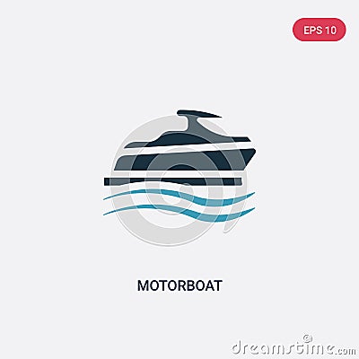 Two color motorboat vector icon from nautical concept. isolated blue motorboat vector sign symbol can be use for web, mobile and Vector Illustration