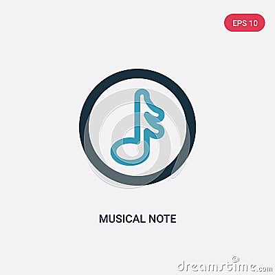 Two color musical note vector icon from music concept. isolated blue musical note vector sign symbol can be use for web, mobile Vector Illustration