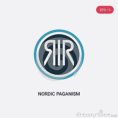 Two color nordic paganism vector icon from religion concept. isolated blue nordic paganism vector sign symbol can be use for web, Vector Illustration