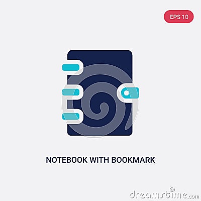 Two color notebook with bookmark vector icon from education concept. isolated blue notebook with bookmark vector sign symbol can Vector Illustration