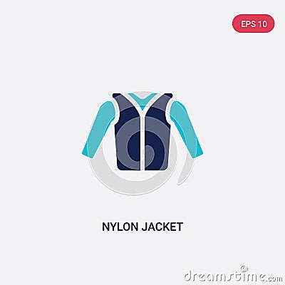 Two color nylon jacket vector icon from clothes concept. isolated blue nylon jacket vector sign symbol can be use for web, mobile Vector Illustration