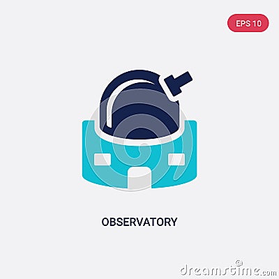 Two color observatory vector icon from astronomy concept. isolated blue observatory vector sign symbol can be use for web, mobile Vector Illustration