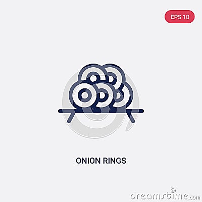 Two color onion rings vector icon from food concept. isolated blue onion rings vector sign symbol can be use for web, mobile and Vector Illustration