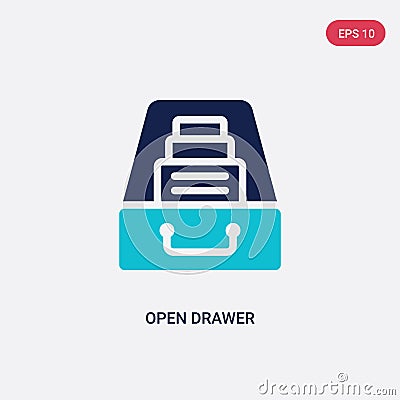 Two color open drawer vector icon from general concept. isolated blue open drawer vector sign symbol can be use for web, mobile Vector Illustration
