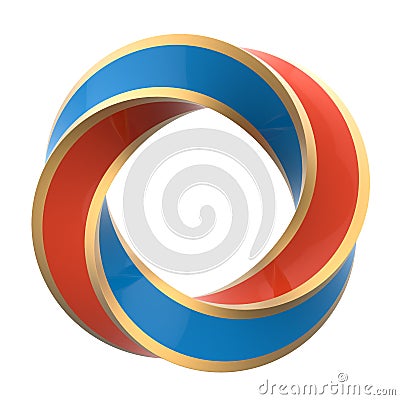 Two color orange and blue twisted ring Cartoon Illustration