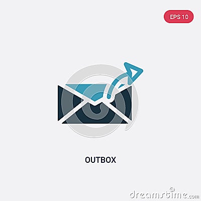 Two color outbox vector icon from message concept. isolated blue outbox vector sign symbol can be use for web, mobile and logo. Vector Illustration