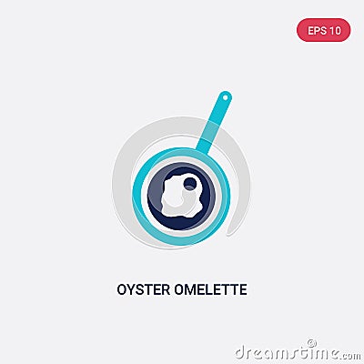 Two color oyster omelette vector icon from food concept. isolated blue oyster omelette vector sign symbol can be use for web, Vector Illustration