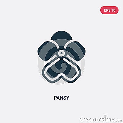 Two color pansy vector icon from nature concept. isolated blue pansy vector sign symbol can be use for web, mobile and logo. eps Vector Illustration