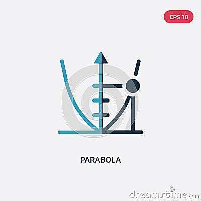 Two color parabola vector icon from shapes concept. isolated blue parabola vector sign symbol can be use for web, mobile and logo Vector Illustration