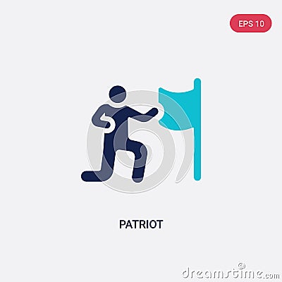 Two color patriot vector icon from army and war concept. isolated blue patriot vector sign symbol can be use for web, mobile and Vector Illustration