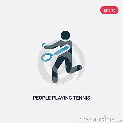 Two color people playing tennis vector icon from recreational games concept. isolated blue people playing tennis vector sign Vector Illustration