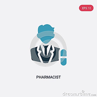 Two color pharmacist vector icon from professions concept. isolated blue pharmacist vector sign symbol can be use for web, mobile Vector Illustration