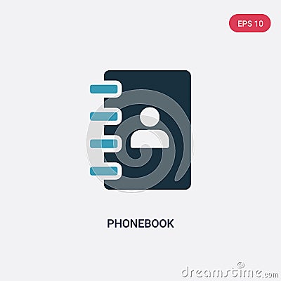 Two color phonebook vector icon from strategy concept. isolated blue phonebook vector sign symbol can be use for web, mobile and Vector Illustration