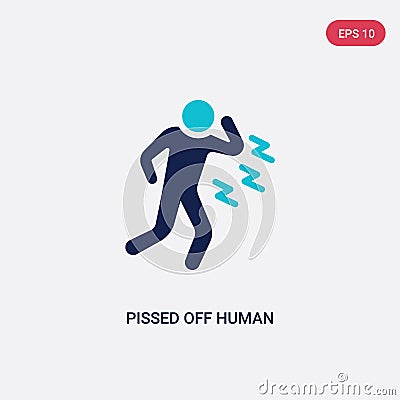 Two color pissed off human vector icon from feelings concept. isolated blue pissed off human vector sign symbol can be use for web Vector Illustration